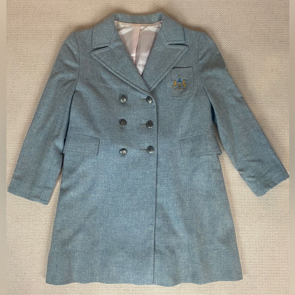 VINTAGE Girls Size 7 Preppy School Double Breasted Jacket